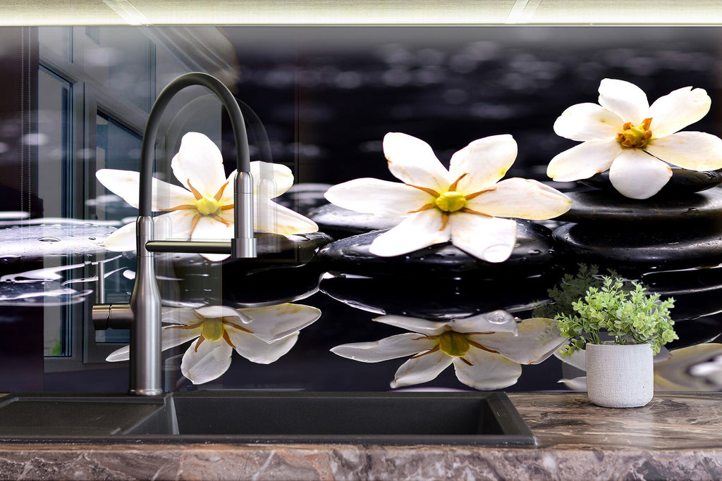 Botanical Floral Tempered Glass Backsplash-BacksplashArtworks