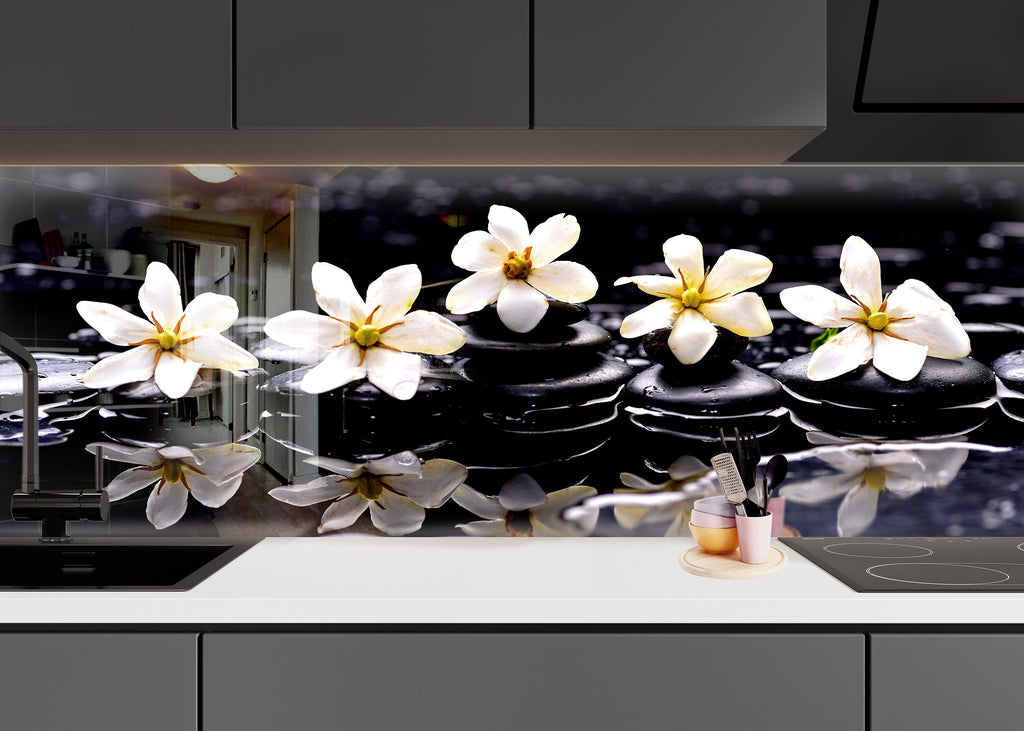 Botanical Floral Tempered Glass Backsplash-BacksplashArtworks