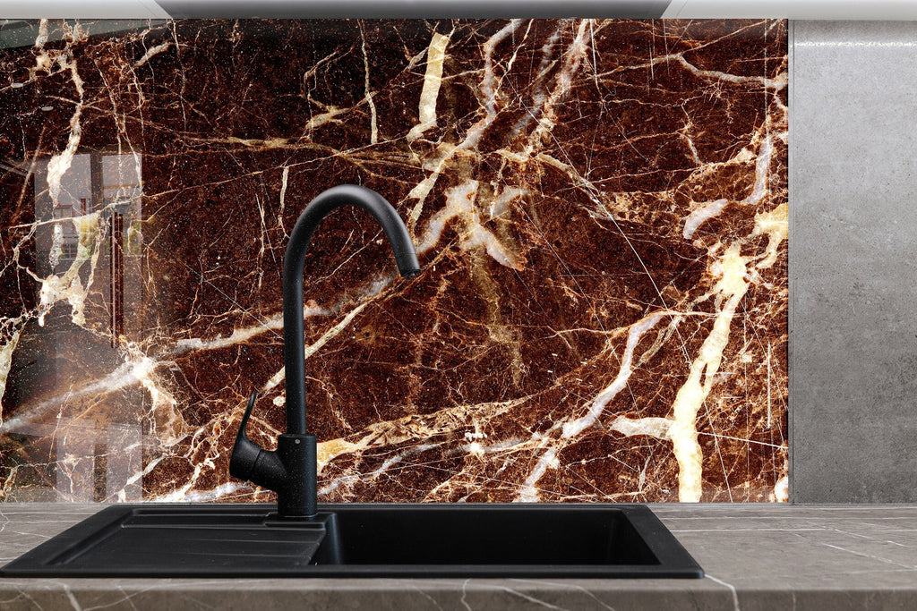 Amber Veins - Glass Kitchen Backsplash-BacksplashArtworks