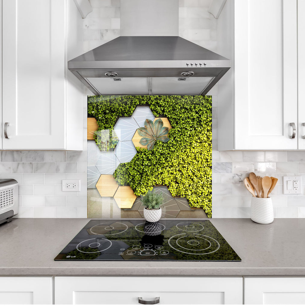 Green Nature Tempered Glass Backsplash-BacksplashArtworks