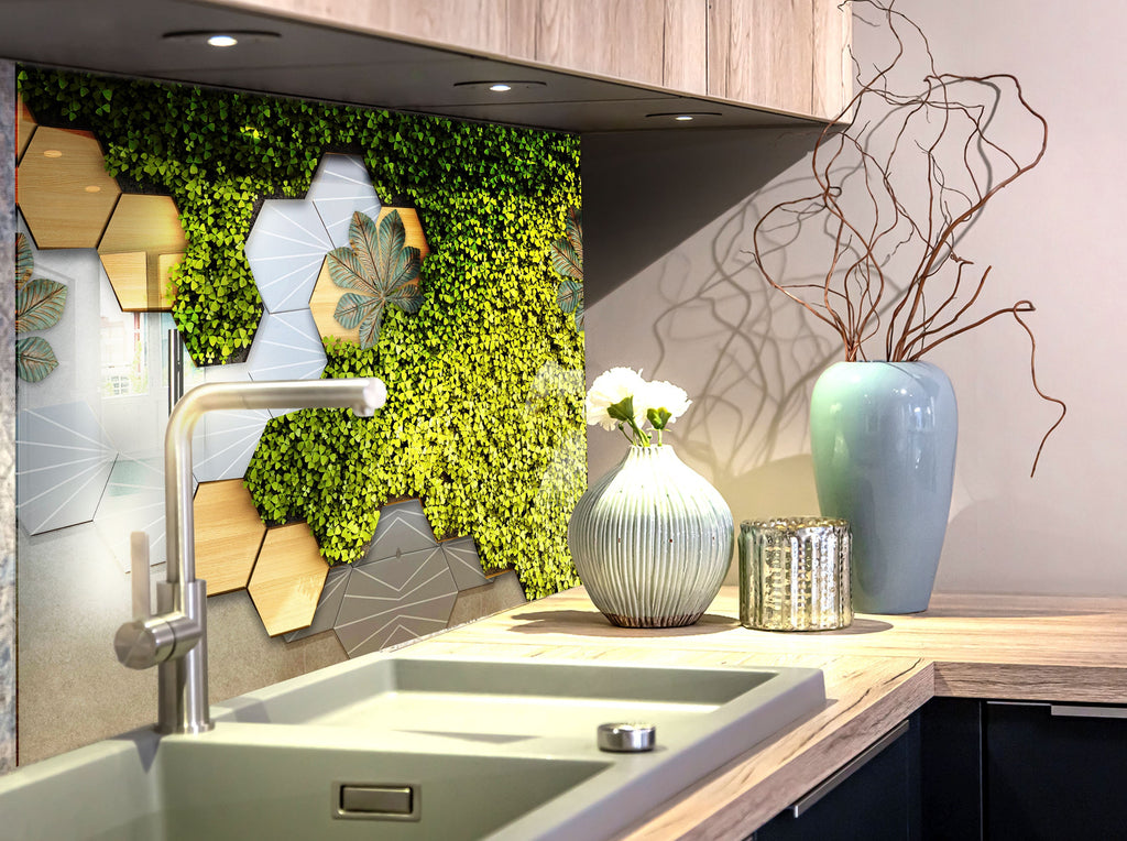 Green Nature Tempered Glass Backsplash-BacksplashArtworks