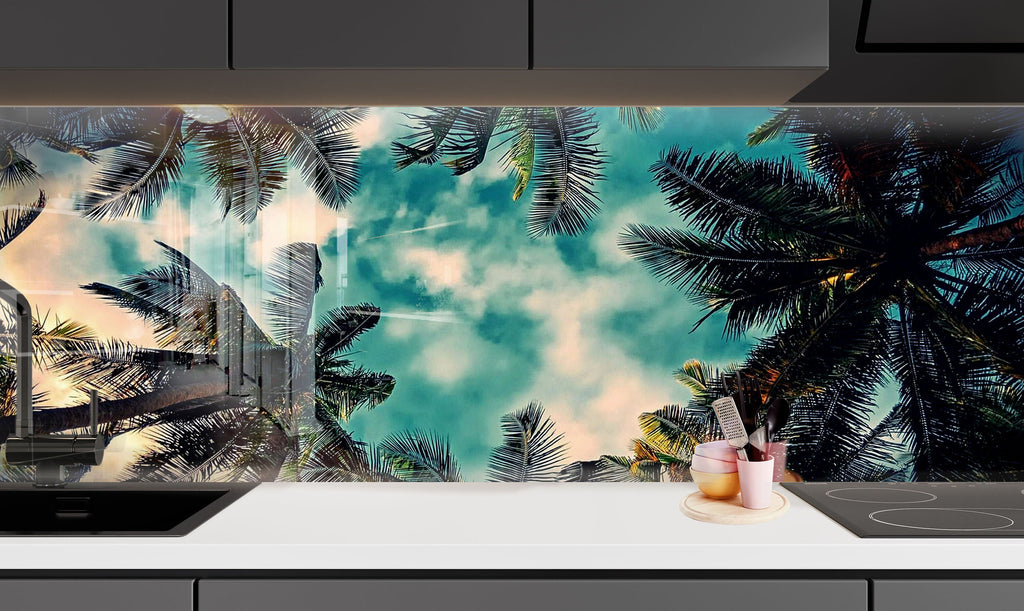 Tropical Palm Trees View Wall Art – Glass Backsplash-BacksplashArtworks