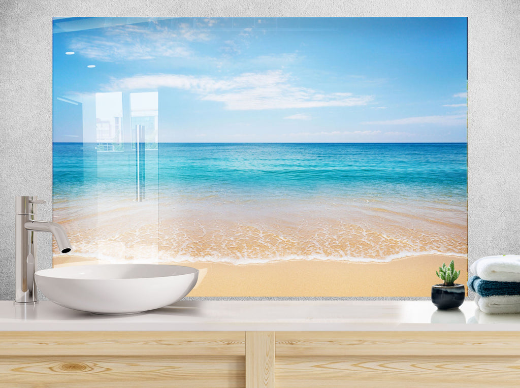 Tropical Ocean Landscape – Glass Kitchen Backsplash-BacksplashArtworks