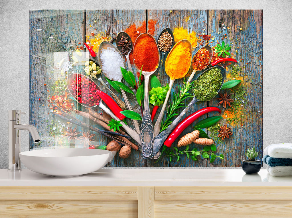Spice Bomb - Tempered Glass Kitchen Backsplash-BacksplashArtworks