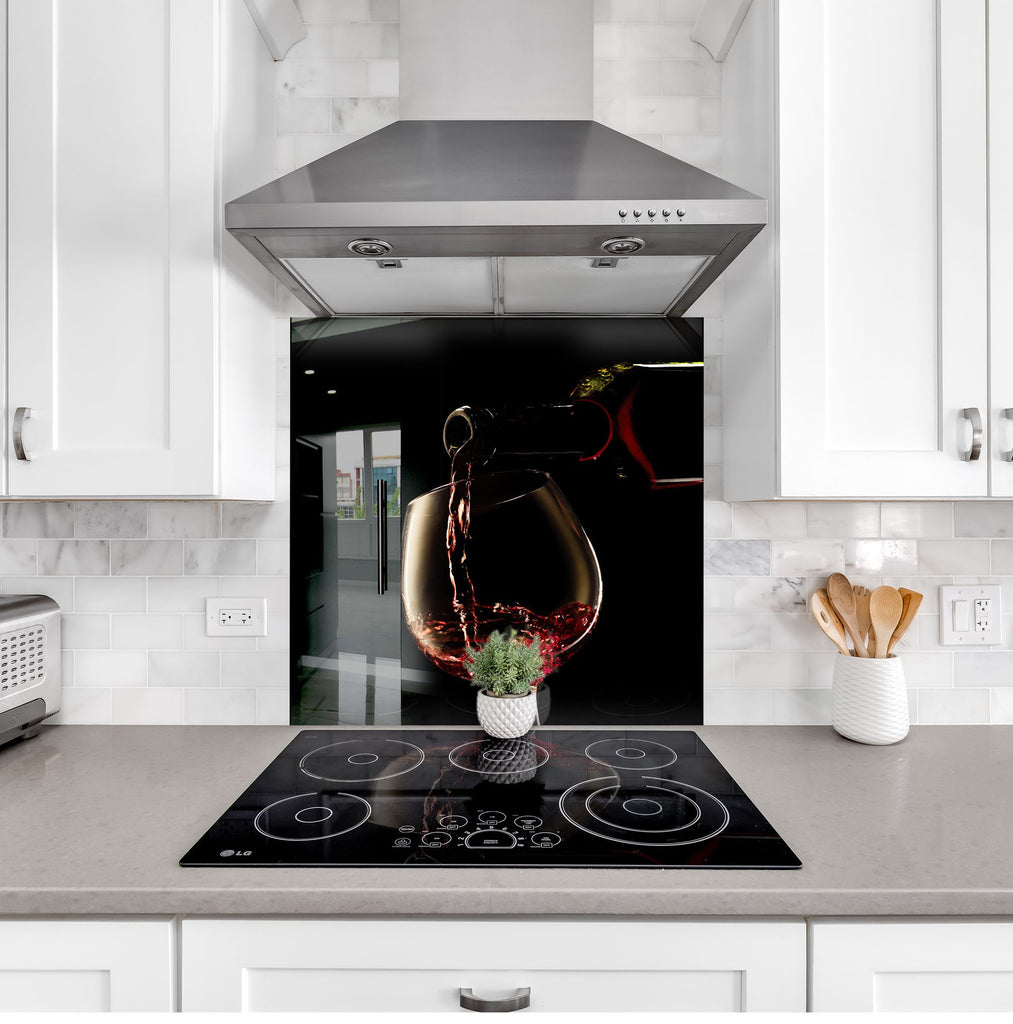 Red Wine Glass Kitchen Backsplash – Sophisticated Wine Tasting-BacksplashArtworks