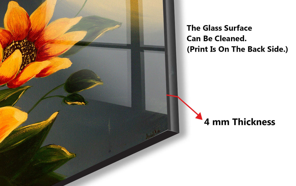 Botanical Floral Tempered Glass Backsplash-BacksplashArtworks