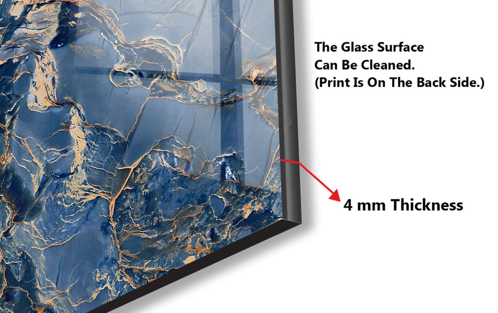 Blue Sapphire Elegance - Glass Kitchen Backsplash-BacksplashArtworks