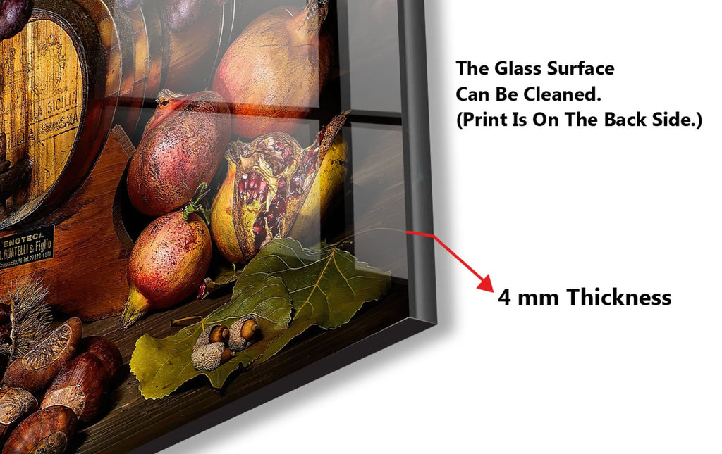 Rustic Vineyard Glass Kitchen Backsplash – Grapes & Pomegranates-BacksplashArtworks