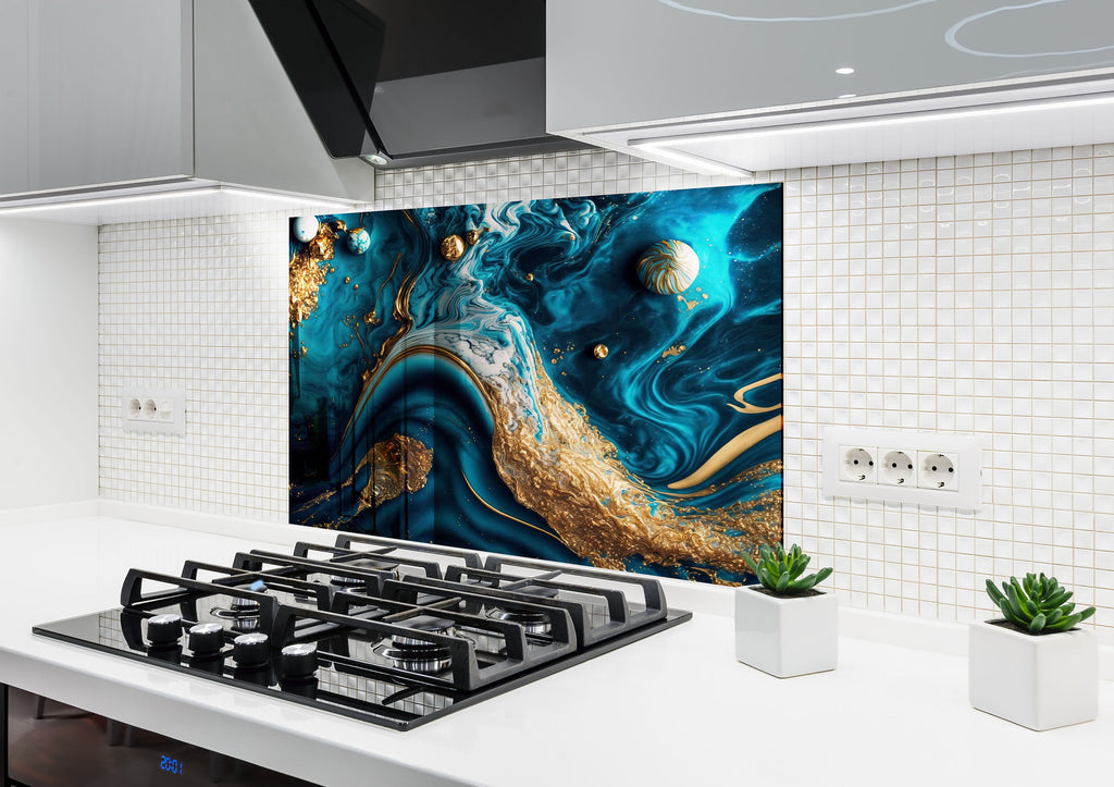 Abstract Tempered Glass Backsplash-BacksplashArtworks