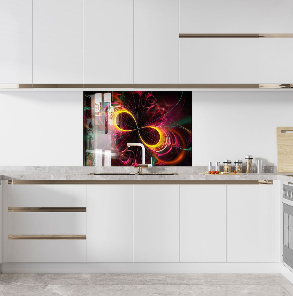 Abstract Tempered Glass Backsplash-BacksplashArtworks