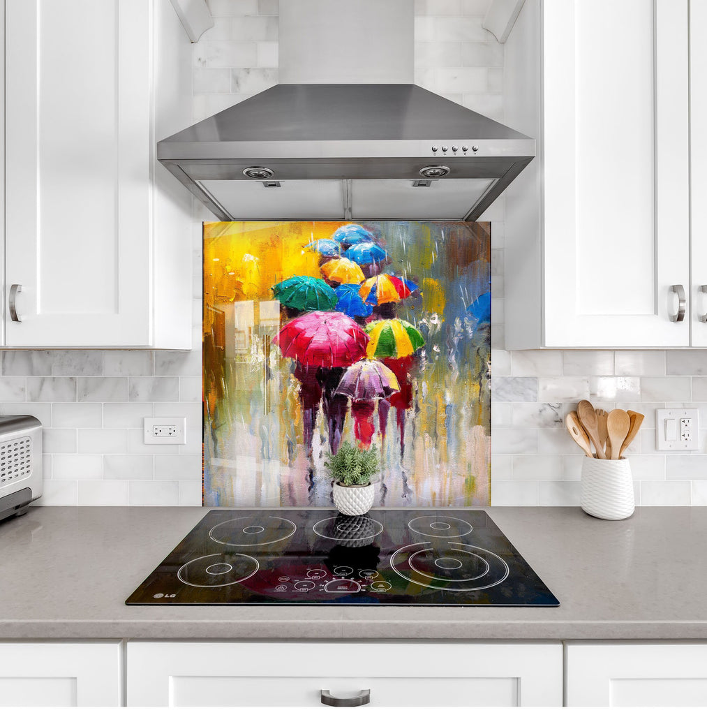 Colorful Rainy Day - Glass Kitchen Backsplash-BacksplashArtworks