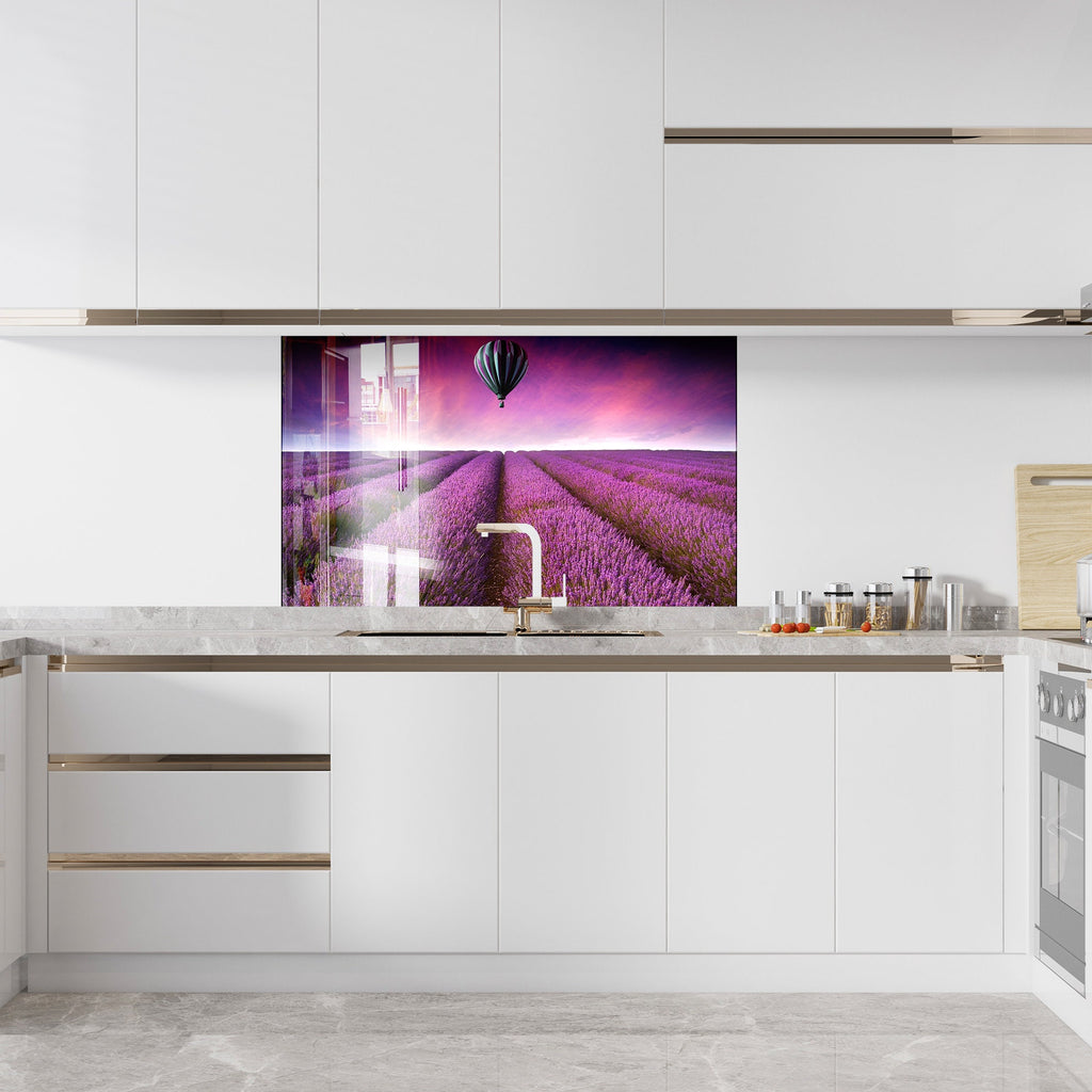 Lavender Dreamscape – Glass Kitchen Backsplash-BacksplashArtworks
