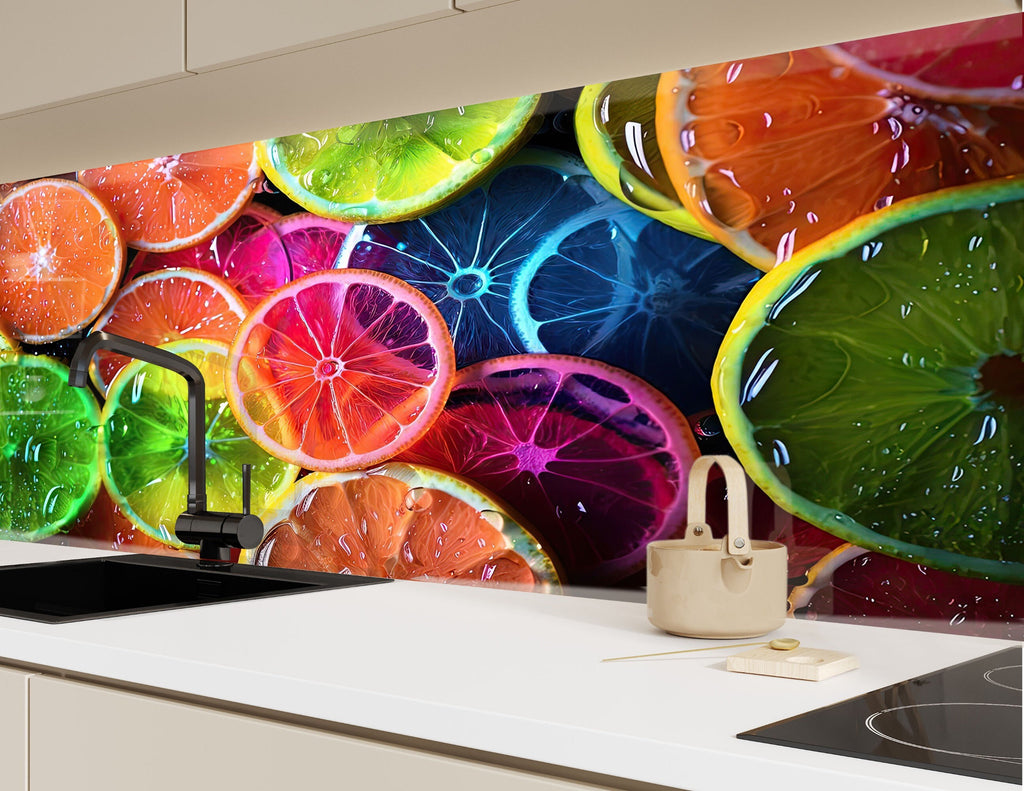 Colorful Citrus Slice Glass Kitchen Backsplash – Vibrant Fruit Design-BacksplashArtworks