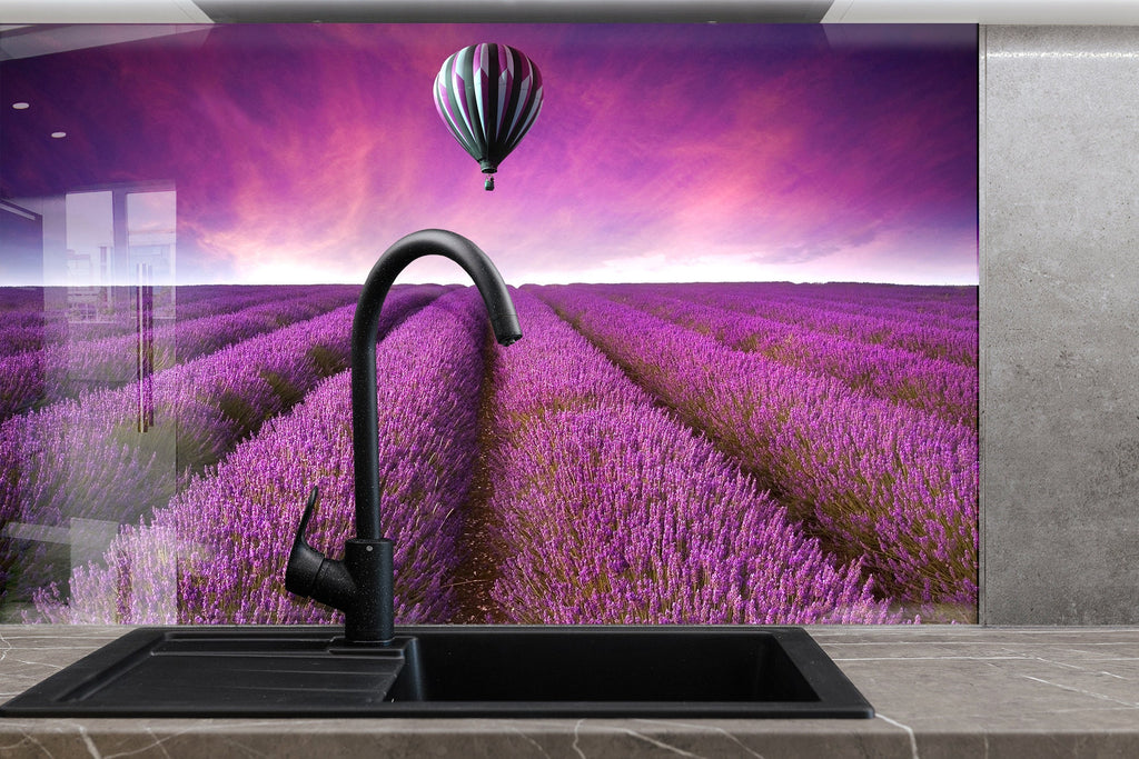 Lavender Dreamscape – Glass Kitchen Backsplash-BacksplashArtworks