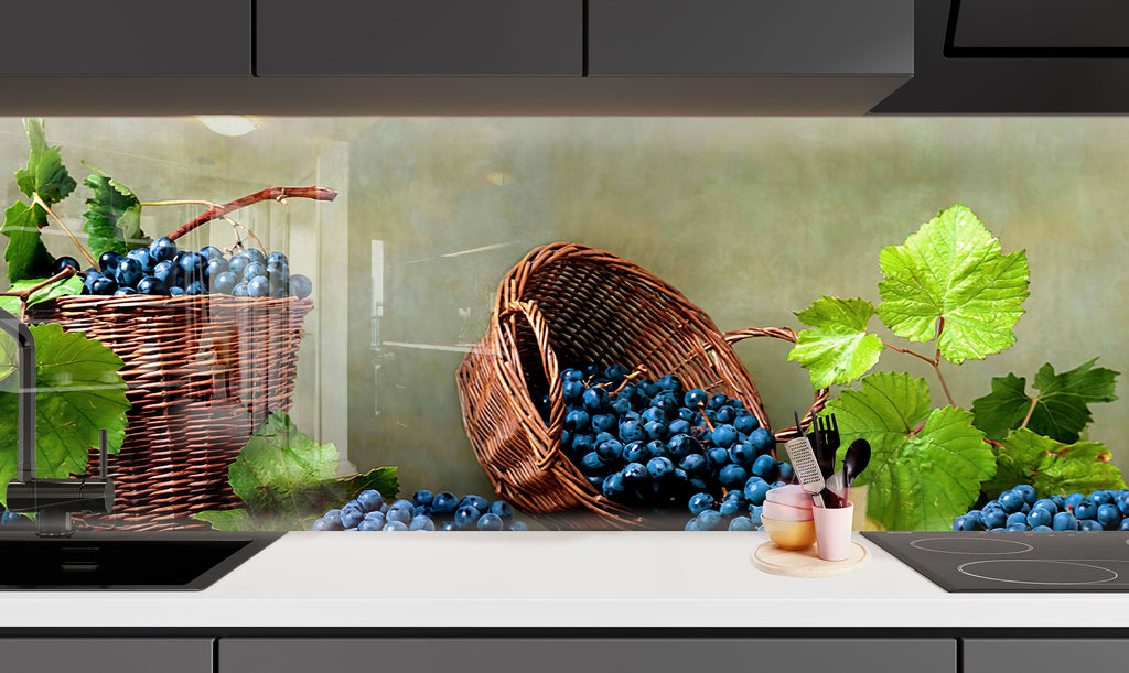 Rustic Vineyard Grapes Glass Backsplash – Fresh Harvest Décor-BacksplashArtworks