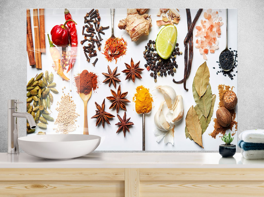 Spice Harmony Wall Art - Glass Kitchen Backsplash-BacksplashArtworks