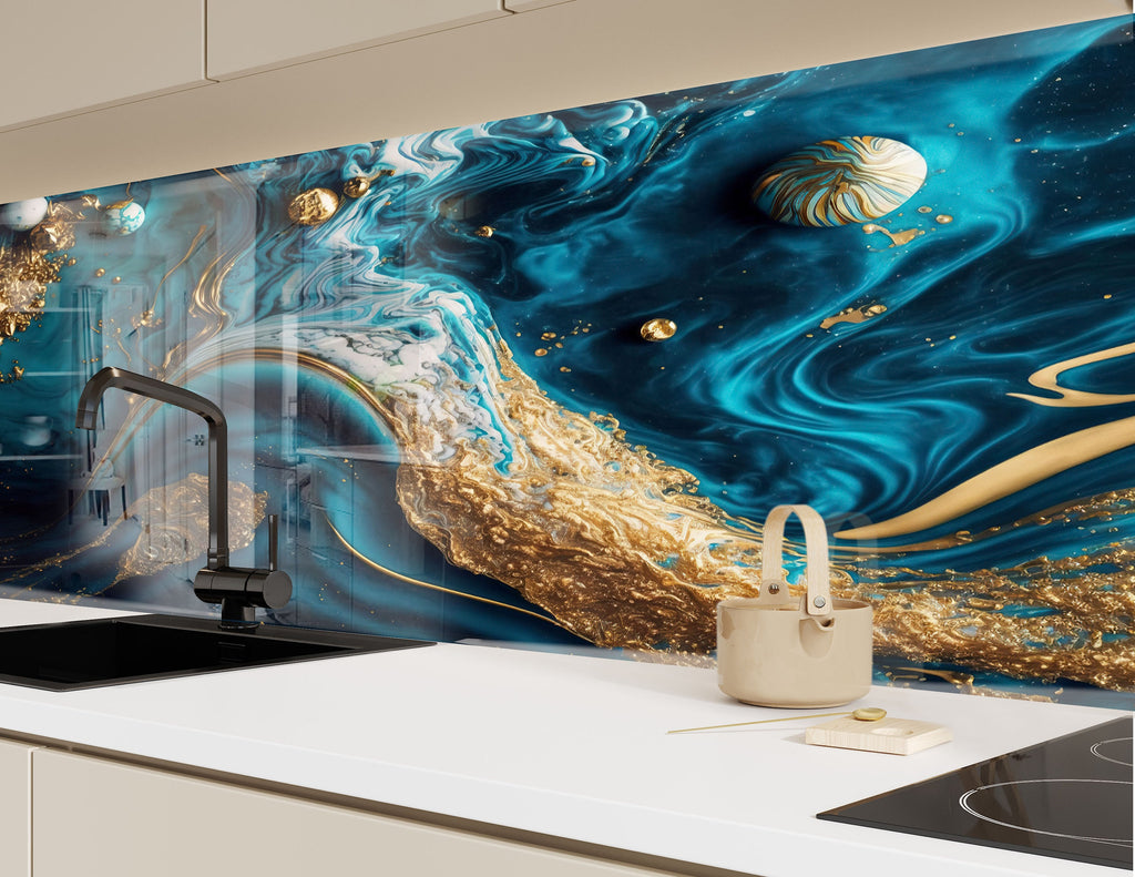 Abstract Tempered Glass Backsplash-BacksplashArtworks