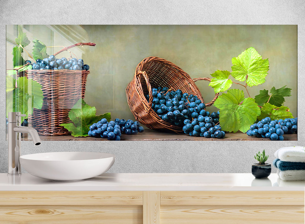 Rustic Vineyard Grapes Glass Backsplash – Fresh Harvest Décor-BacksplashArtworks