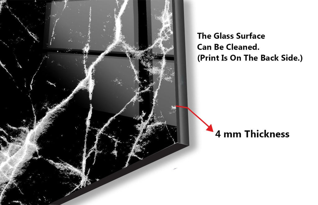 Elegant Black Marble with White Veins - Glass Kitchen Backsplash-BacksplashArtworks