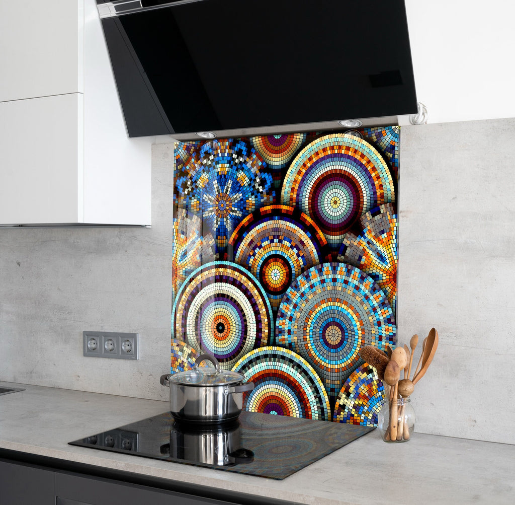 Mosaic Mandala Stained - Glass Kitchen Backsplash-BacksplashArtworks