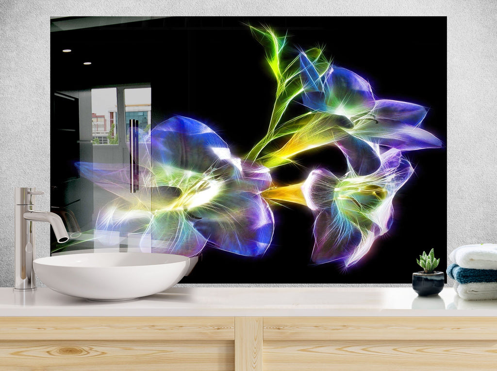 Botanical Floral Tempered Glass Backsplash-BacksplashArtworks