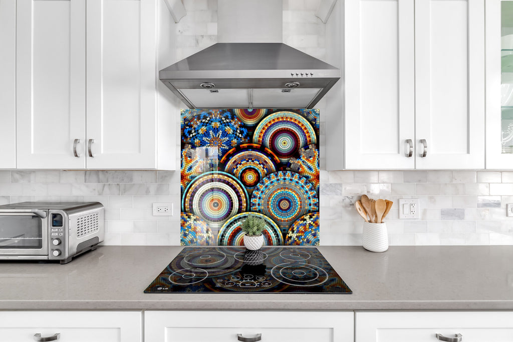 Mosaic Mandala Stained - Glass Kitchen Backsplash-BacksplashArtworks