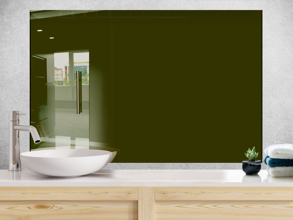 Olive Drab - Glass Kitchen Backsplash-BacksplashArtworks