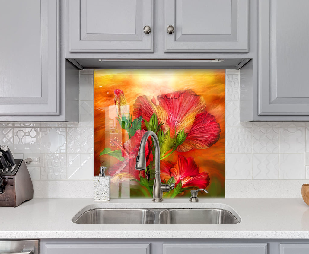 Dandelion Tempered Glass Backsplash-BacksplashArtworks