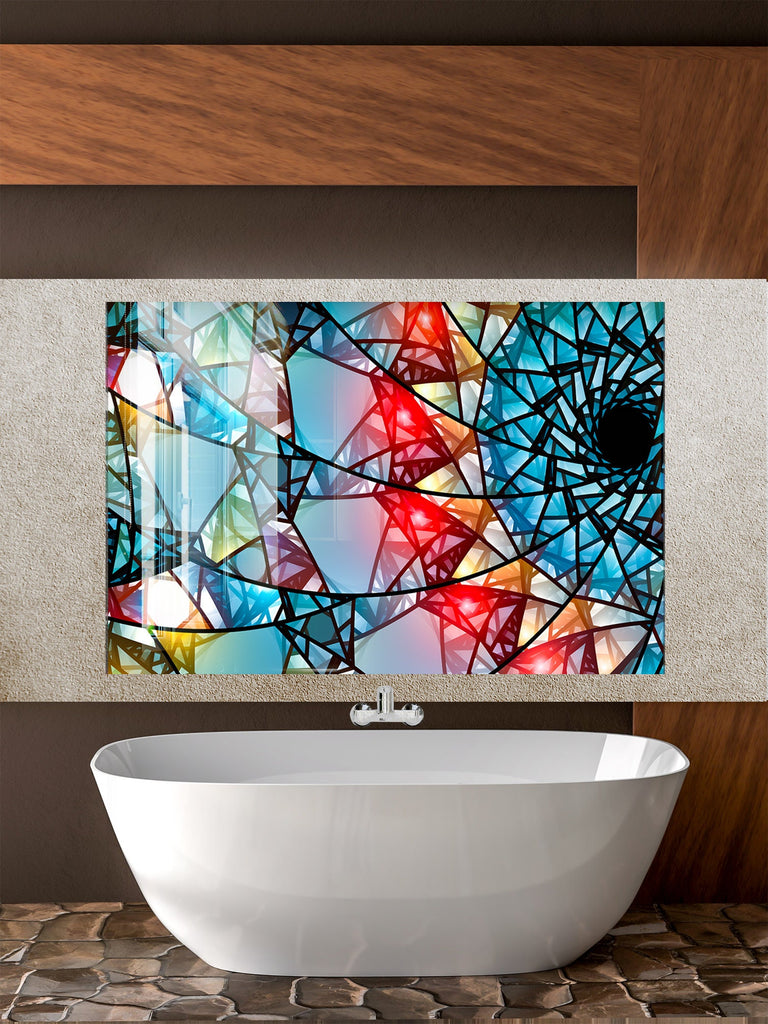 Red Modern Stained - Glass Kitchen Backsplash-BacksplashArtworks