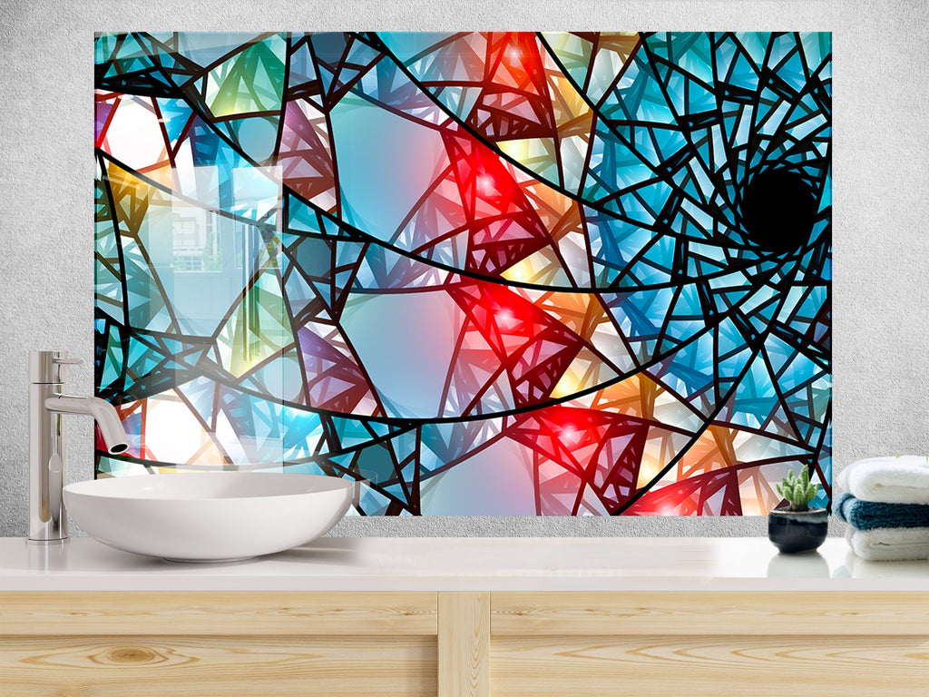 Red Modern Stained - Glass Kitchen Backsplash-BacksplashArtworks