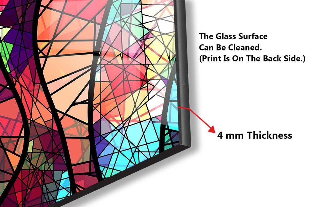Abstract Colorful Mosaic Design - Tempered Glass Kitchen Backsplash-BacksplashArtworks