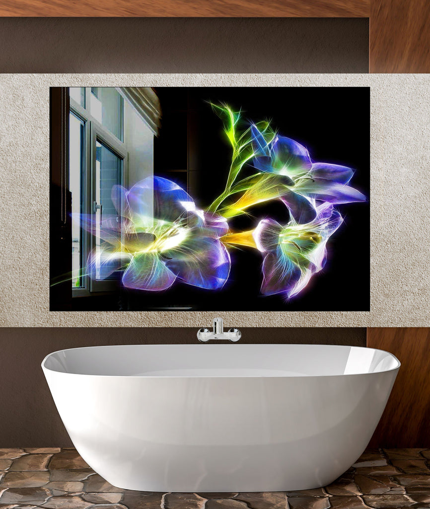 Botanical Floral Tempered Glass Backsplash-BacksplashArtworks