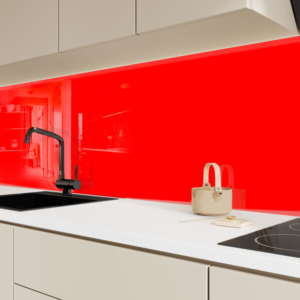 Red - Tempered Glass Kitchen Backsplash-BacksplashArtworks
