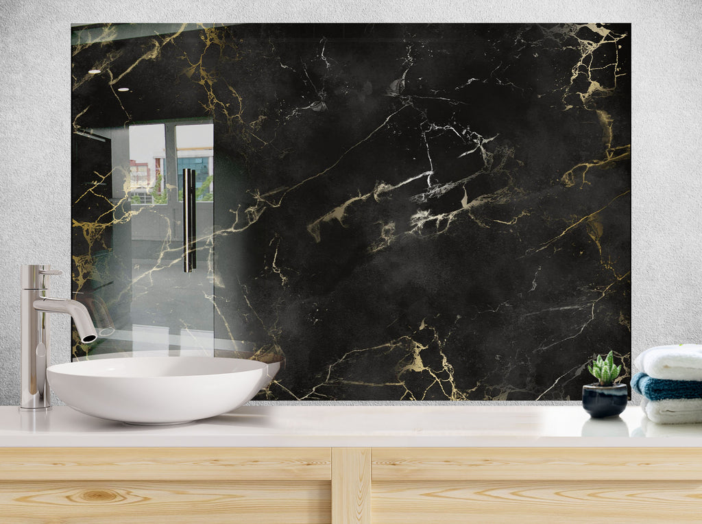 Midnight Luxe - Glass Kitchen Backsplash-BacksplashArtworks