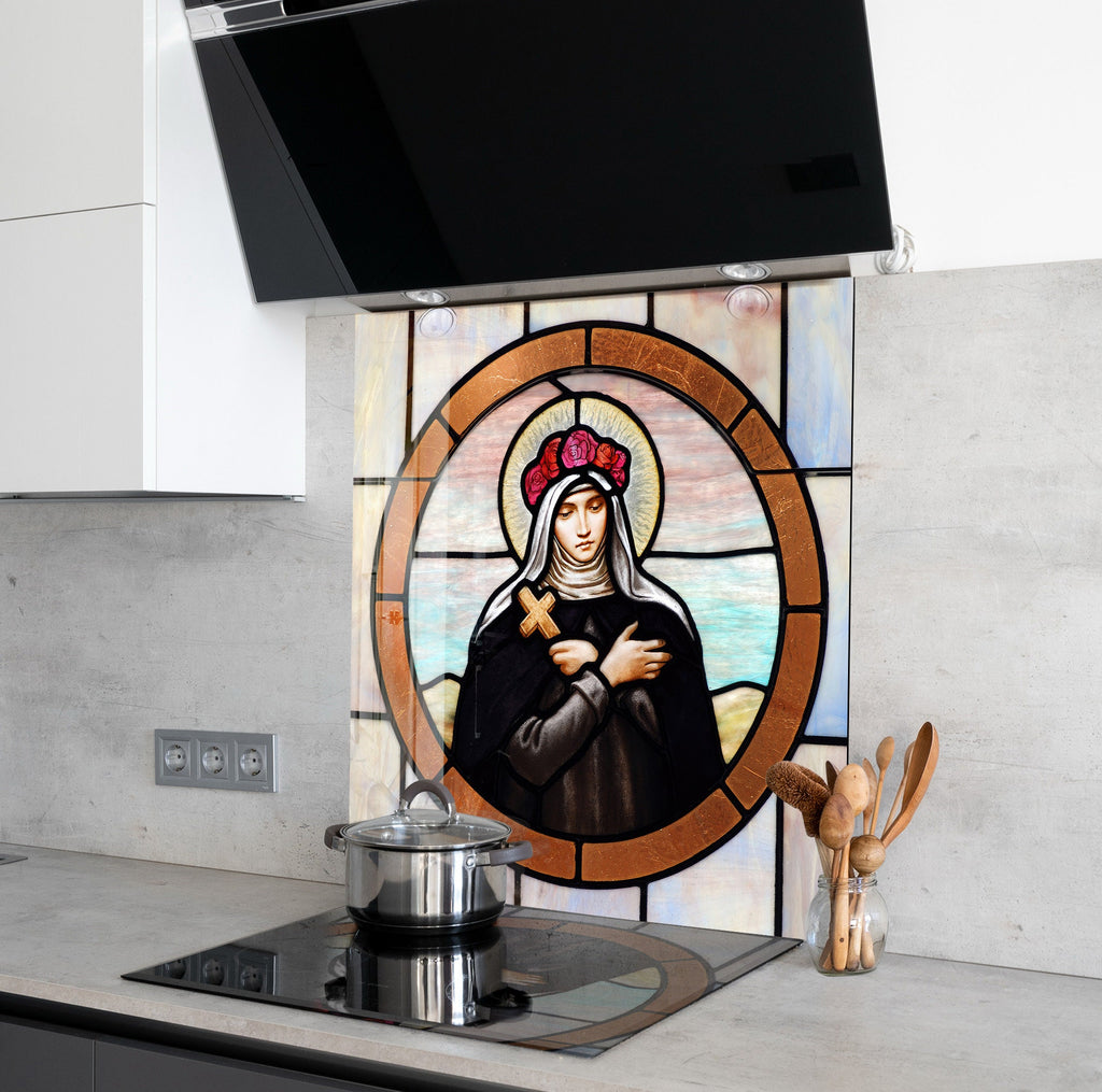 Sacred Art - Saint Glass Kitchen Backsplash-BacksplashArtworks