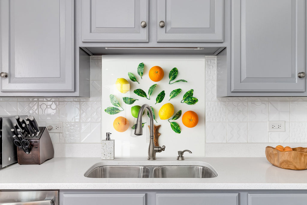 Citrus Tree Glass Kitchen Backsplash – Fresh Fruit & Leaf Design-BacksplashArtworks