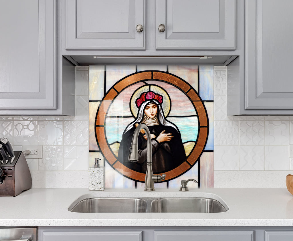 Sacred Art - Saint Glass Kitchen Backsplash-BacksplashArtworks