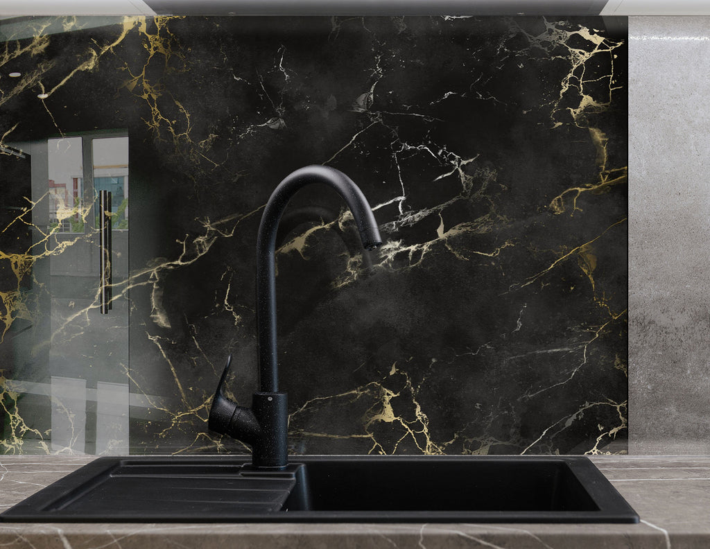Midnight Luxe - Glass Kitchen Backsplash-BacksplashArtworks