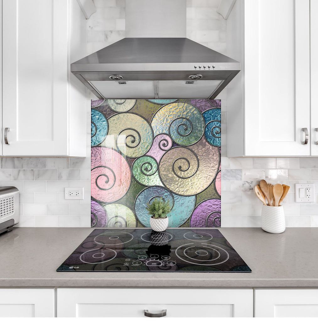 Swirl Stained - Glass Kitchen Backsplash-BacksplashArtworks