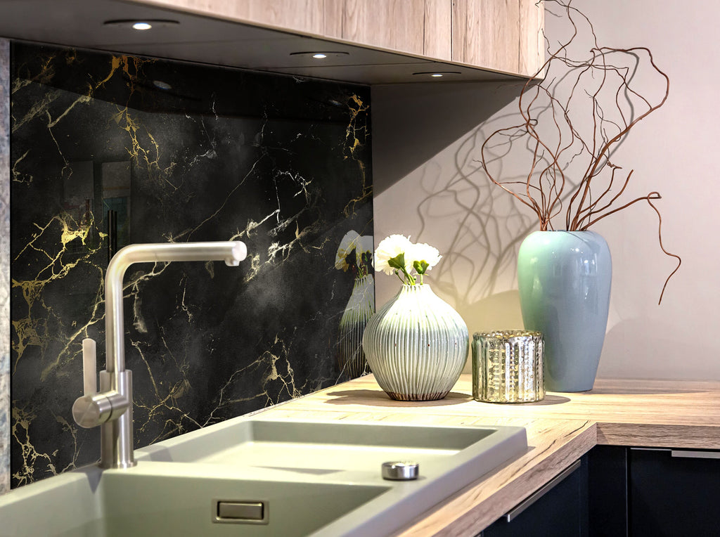 Midnight Luxe - Glass Kitchen Backsplash-BacksplashArtworks