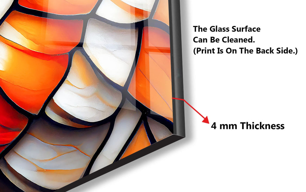 Fiery Elegance Stained - Glass Kitchen Backsplash-BacksplashArtworks