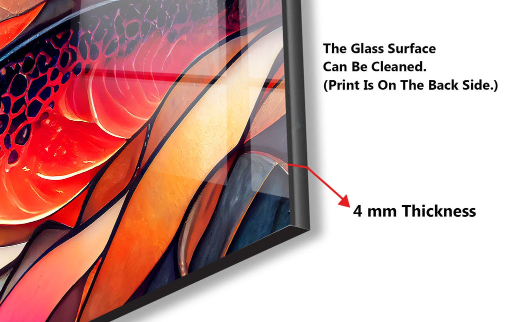 Fiery Red Abstract Stained - Glass Kitchen Backsplash-BacksplashArtworks