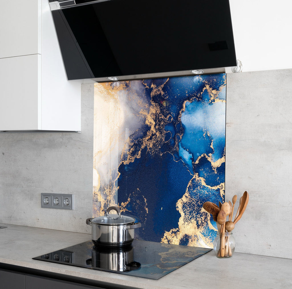 Midnight Bliss - Glass Kitchen Backsplash-BacksplashArtworks