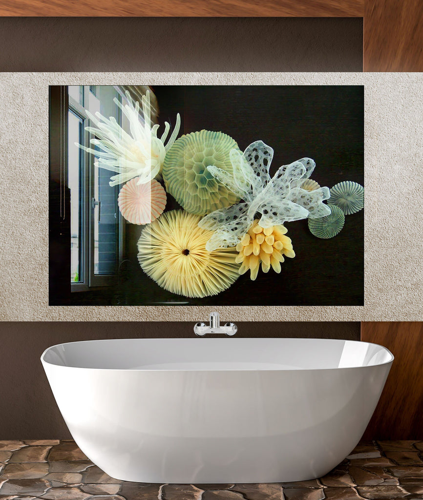 Botanical Floral Tempered Glass Backsplash-BacksplashArtworks