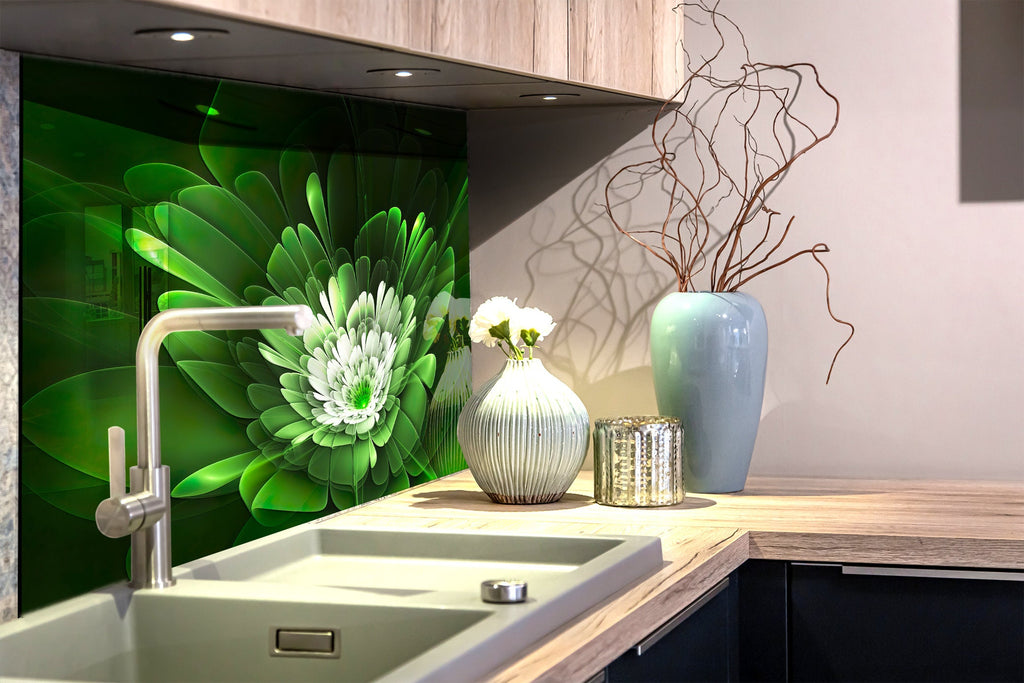 Botanical Floral Tempered Glass Backsplash-BacksplashArtworks