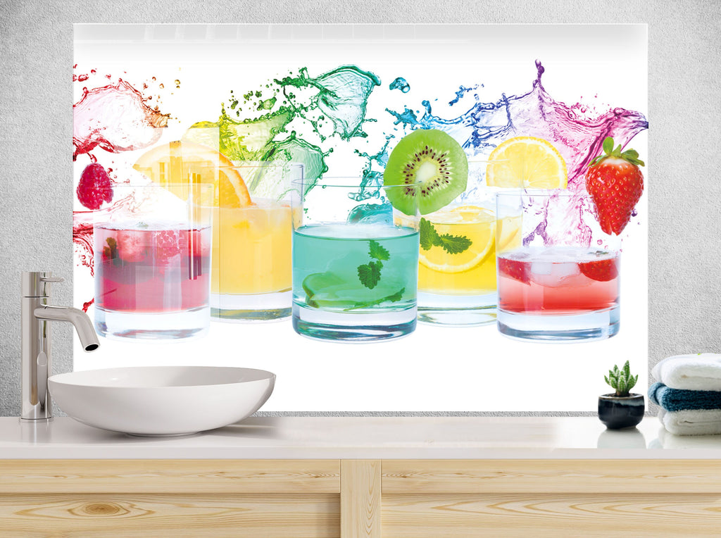 Vibrant Cocktail Splash - Glass Kitchen Backsplash-BacksplashArtworks