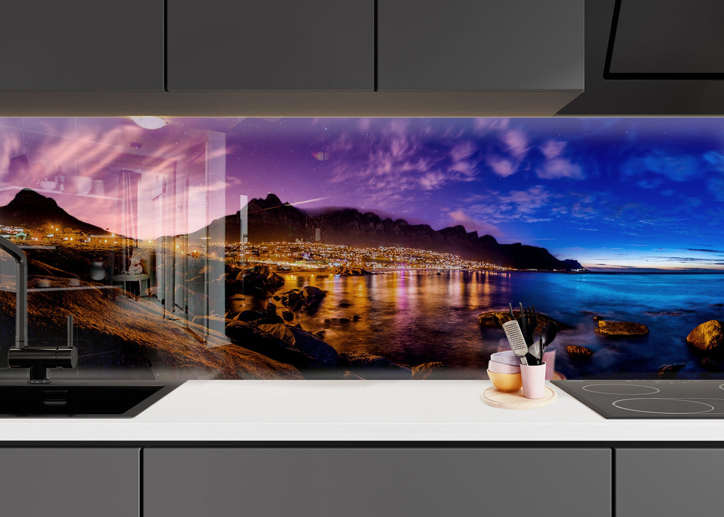 City Lights at Night - Glass Kitchen Backsplash-BacksplashArtworks