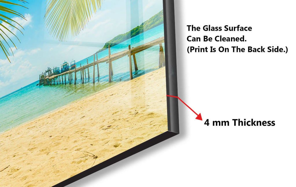 Tropical Beach Pier View Wall Art – Glass Kitchen Backsplash-BacksplashArtworks