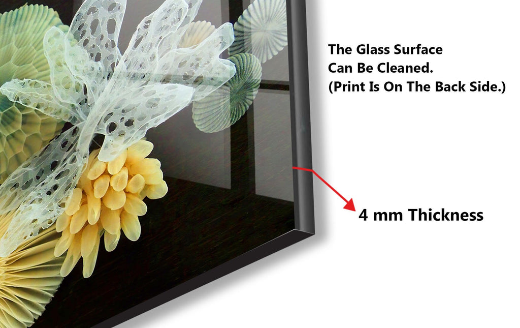 Botanical Floral Tempered Glass Backsplash-BacksplashArtworks