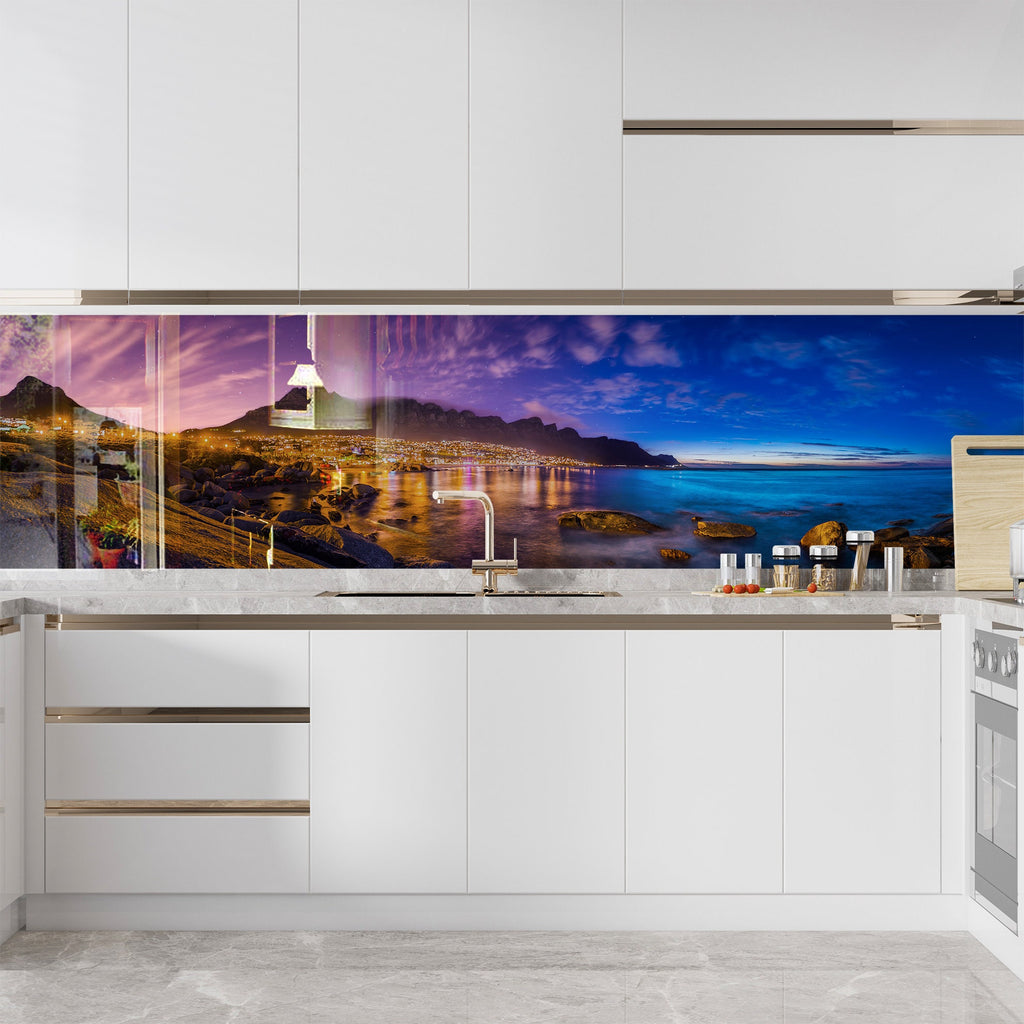 City Lights at Night - Glass Kitchen Backsplash-BacksplashArtworks